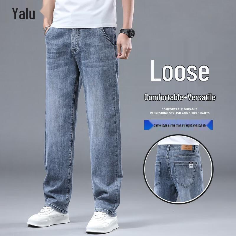 Yalu Men s Loose Straight Fit Summer Jeans 36