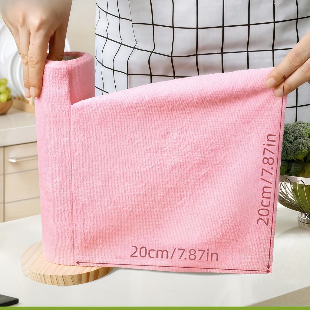 20pcs Cleaning Cloth Roll,Tear Away Reusable Paper Towels Pink, Commercial Shop Rags, Microfiber Towels for Cars, Lint Free Cleaning Rags for Kitchen