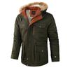 Giacca Imbottita in Pile di Cotone Media e Lunga Casual Spessa Cappuccio Rimovibile Giacca da Uomo in Lana d'Agnello