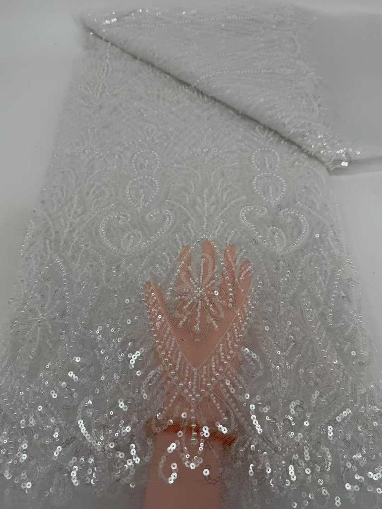 African French Tulle Groom Lace Fabric 5 Yards 2026 High Quality Sequin Nigeria Lace Fabric African Mesh Lace Fabric For Wedding