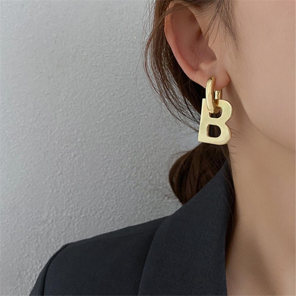 New Fashion Charm Letter B Drop Dangle Earrings for Women Personality Korean Minimalist Gold Hoop Earring Jewelry Gift