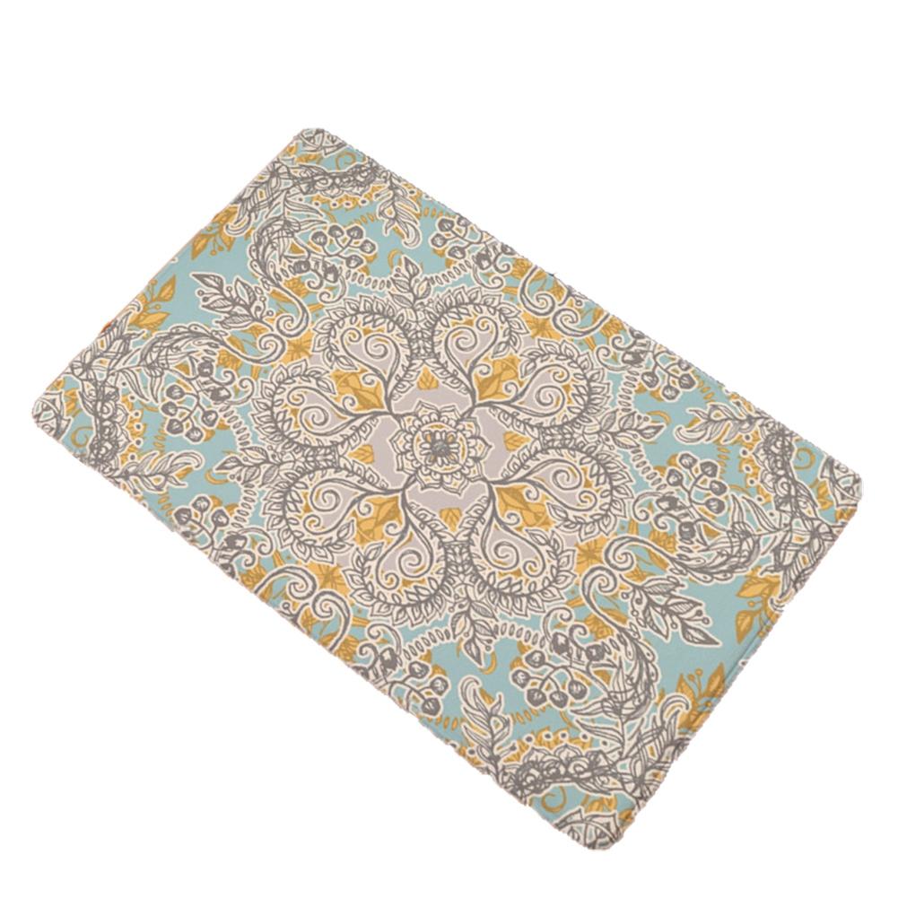 Retro Flower Style Soft Flannel Doormat Kitchen Mat Anti Slip Water Absorb Carpet 40*60cm (1)