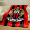 Vertical red and black stripes with an eagle emblem in the center. for all seasons blanket lunch break throw gift