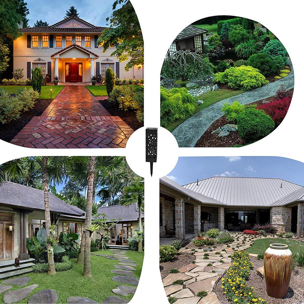 6Pcs Waterproof Solar Powered Hollow Lawn Lamps