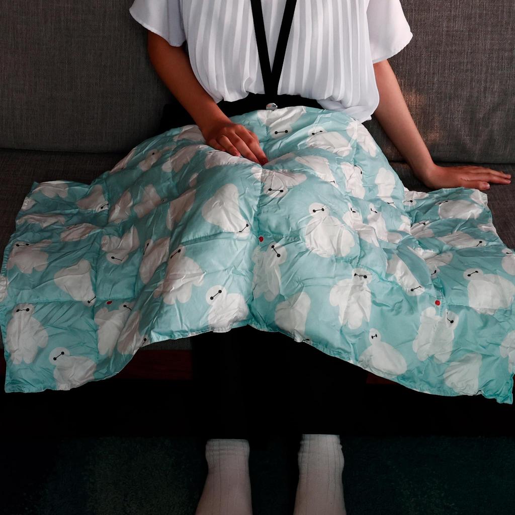 Marushin Disney Baymax Standby Blanket with Pouch, Compact, Cute, Fluffy, Stylish, and Cold Weather Protection, Product Number: 2245036700