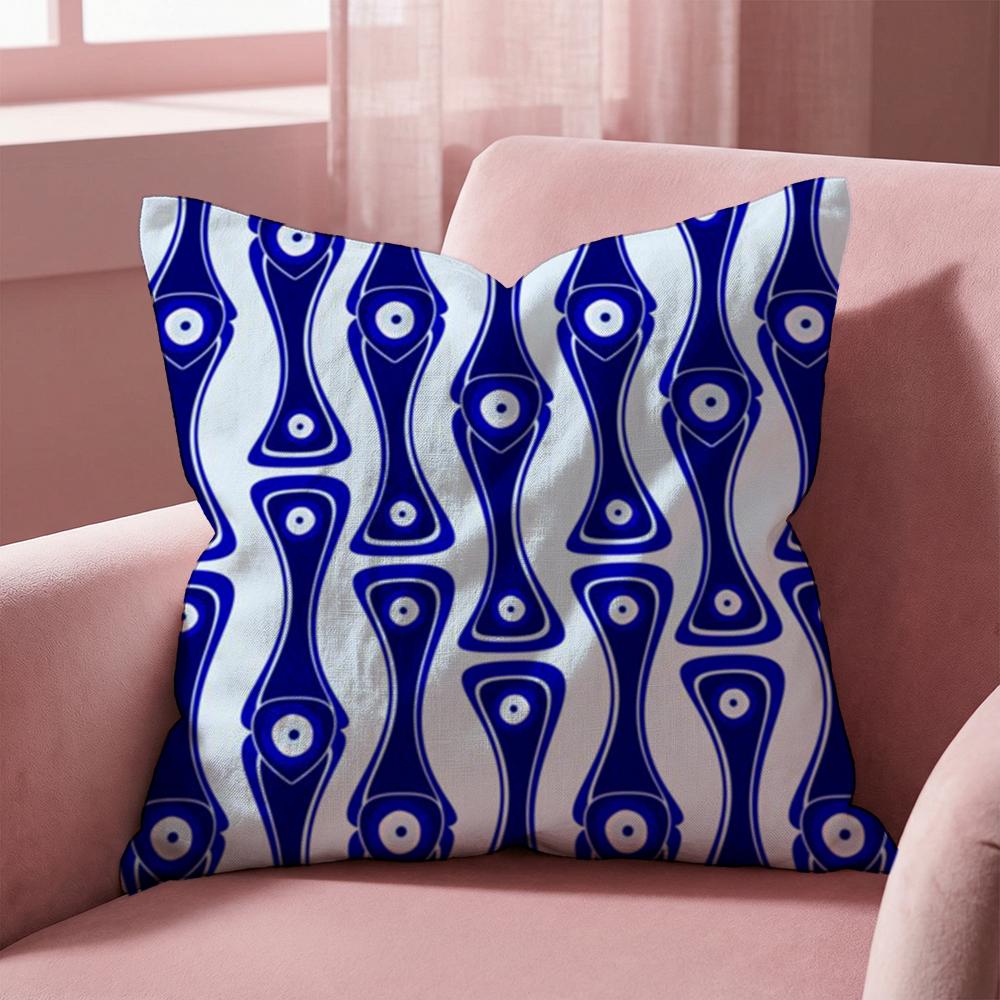 Evil Eye Symbol Art Cushion Cover Multi-Scene Pillow Cover for Home & Car - Reversible, Soft & Durable for Daily Use