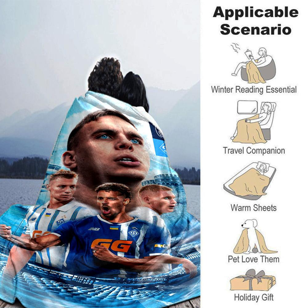 Dynamo Kyiv Football Team Collage Print Fleece Blanket Soft Warm Throw Blanket Sofa Couch Bed Home Decor For Soccer Fans