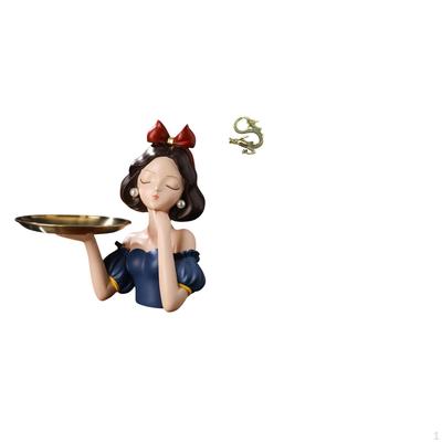 Resin Princess Statue Key Holder Tray Modern Art Multipurpose Candy Storage Ornament for Living Room