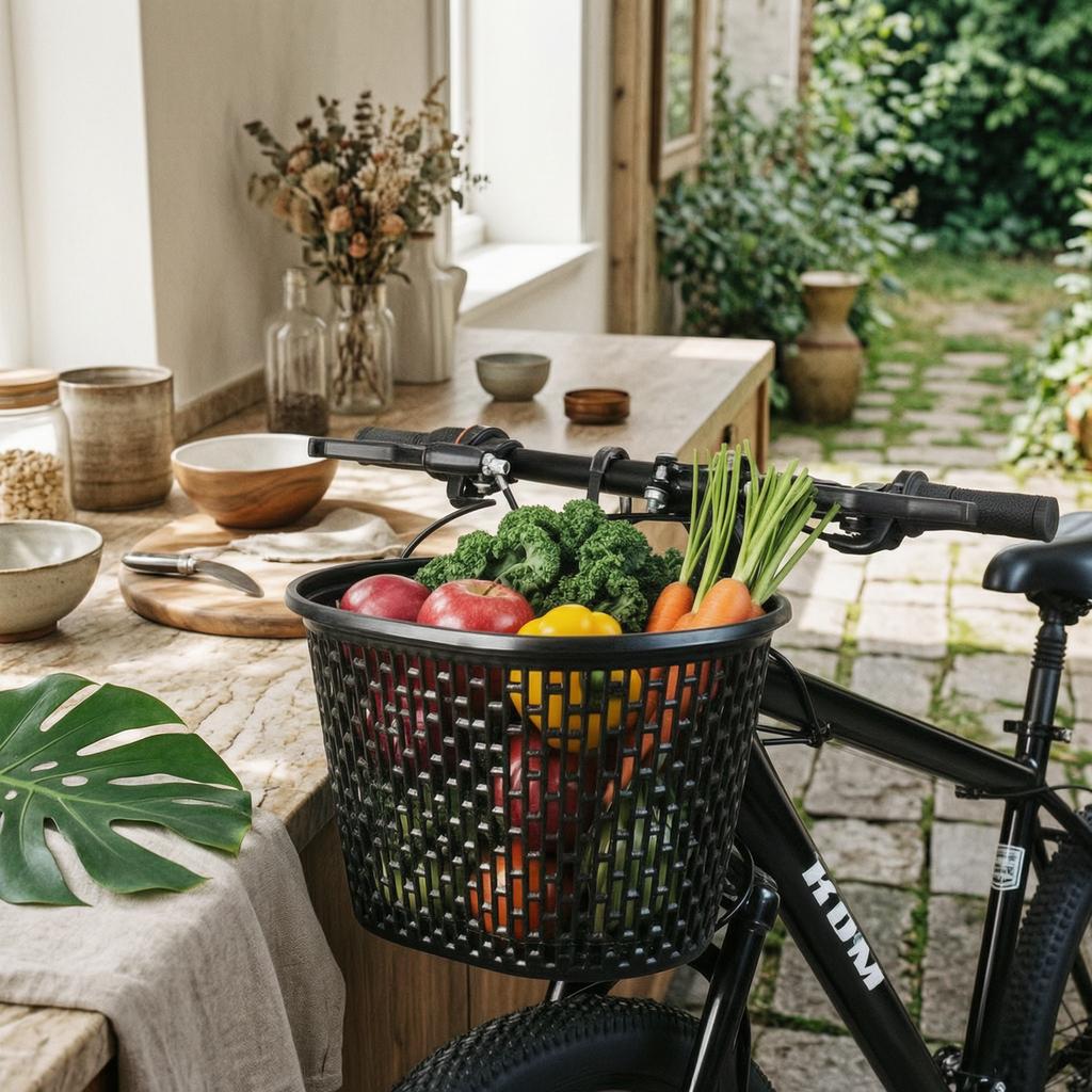 Plastic Cycle Basket Foldable Handlebar Basket Large Capacity Sturdy For Commuting