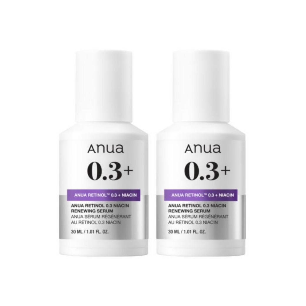 

Anua Nano Retinol 0.3 Niacin Renewing Serum 30ml (1+1 Set) - Gentle renewing serum with nano-retinol & brightening niacinamide