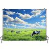 Party Banner for Herder's Cattle Farm - Rich green fields cows blue sky and fluffy clouds