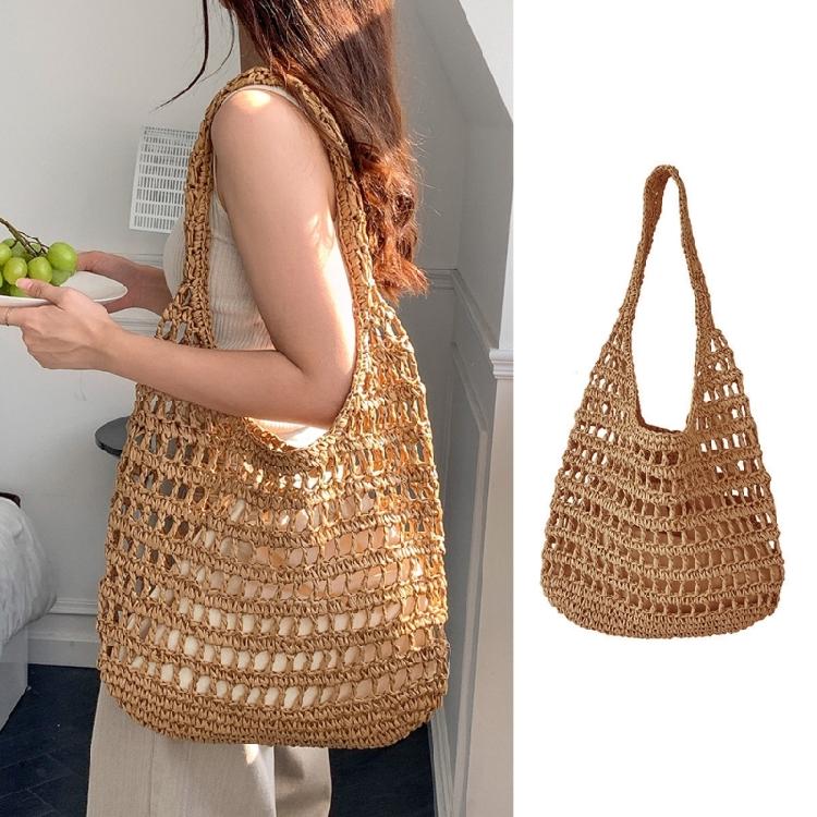 Women Straw Bag Hollow Tote Bag Shoulder Bag Fashion Shopping Bags Handbag