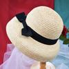 Hat Women's Summer Travel Sunscreen Sunshade Straw Straw Hat Elegant Bow Big Eaves Beach Fisherman Basin Hat