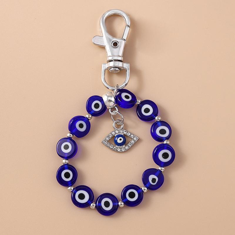 Bohemia Turkish Lucky Evil Eye Keychain Handmade Beadbed Bracelet Key Ring for Women Girls Handbag Pendants DIY Jewelry Gifts