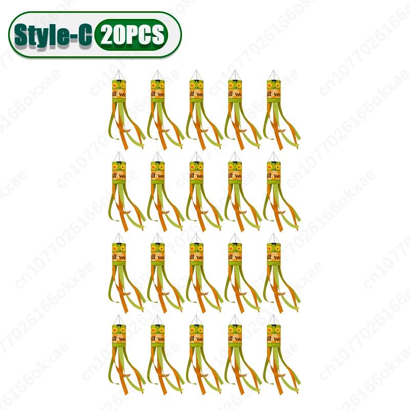 1-20PCS Halloween Ghost Windsock Flag Hanging Decor for Yard Haunted House Party Spooky Wind Sock Festival Outdoor Ornament
