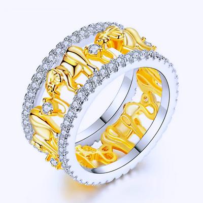 European and American Elephant Zircon Men's and Women's Couple Rings Animal Rings
