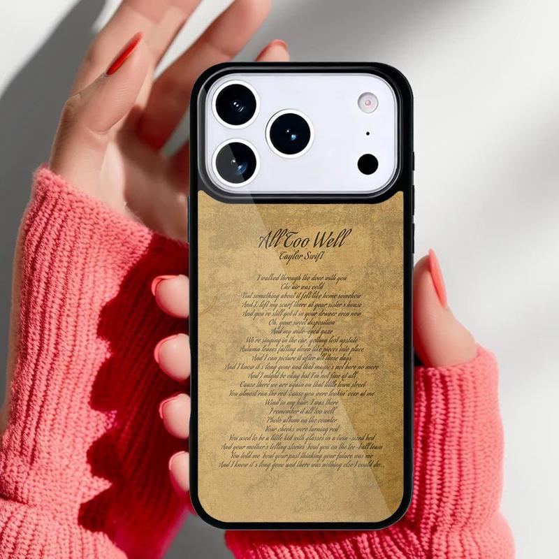 All Too Well Lyrics Phone Case for iPhone 17 16 15 14 13 Pro Max Back Cover for 12 11 Pro Coque