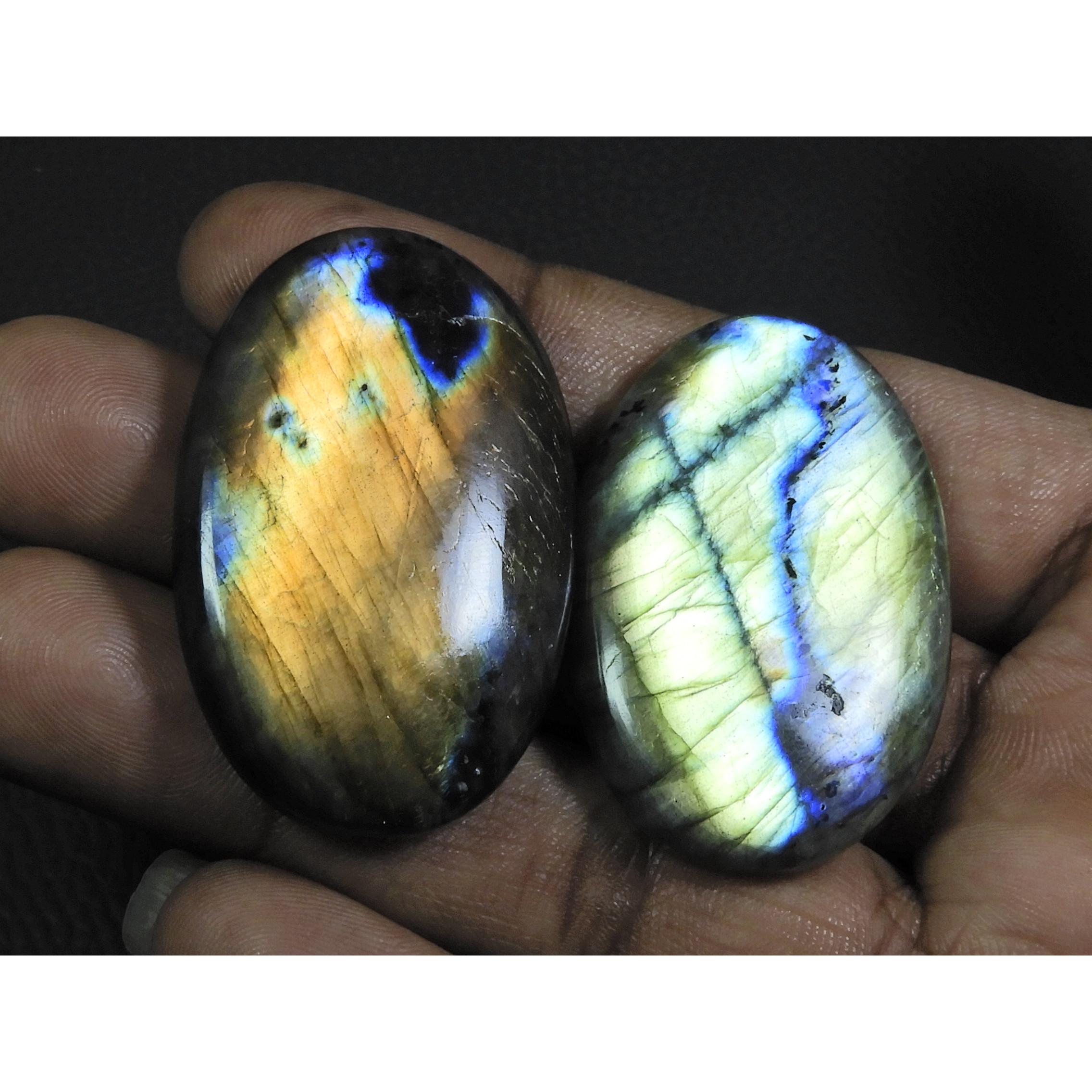 

28X44-28X45MM Natural Labradorite Oval Cabochon Loose 2Pcs Gemstone 167Cts. B-144