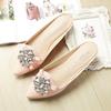 Baotou Slippers Women Summer Outside Fashion Rhinestone Pointed Sandals Womens Shoes Flat Bottomed Slippers for Women Plus Size