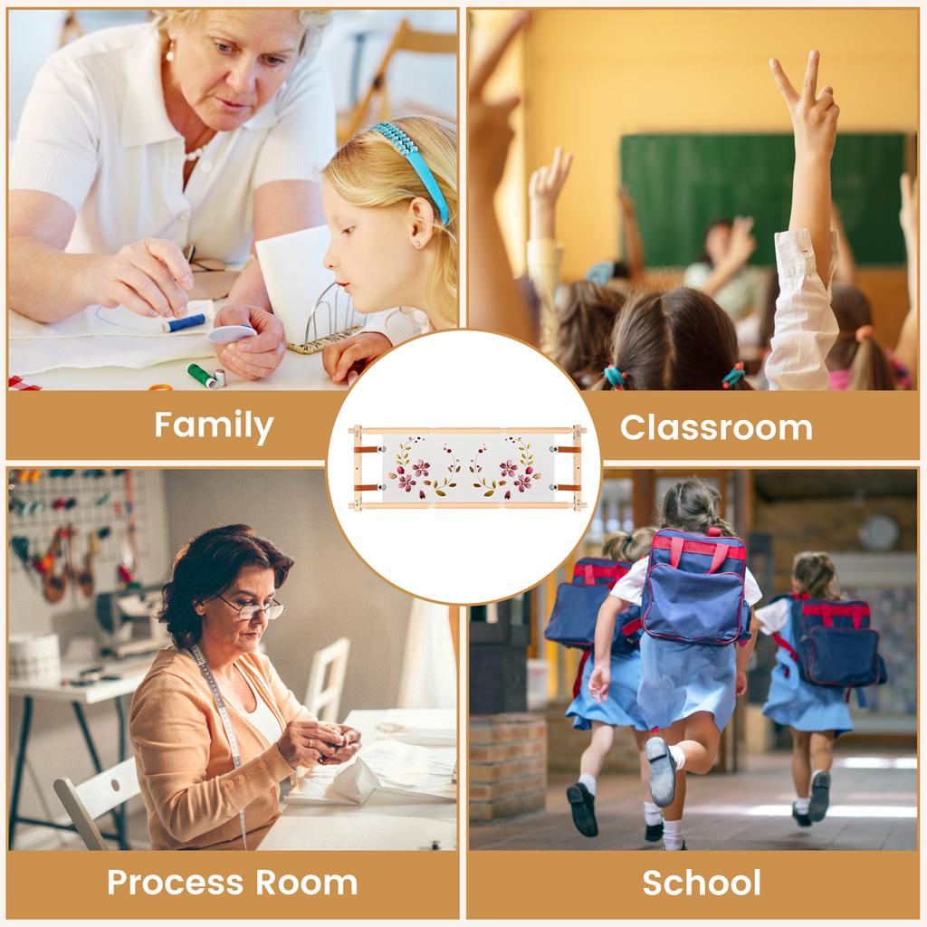 Wooden Embroidery Scroll Frame Adjustable Needlepoint Stretcher Frame Rotated Cross Stitch Scroll Frame Quilting Sewing Projects