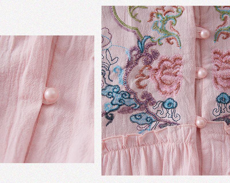 2026 Retro Embroidered Cotton Linen Shirt - Loose Fit with Frog Buttons