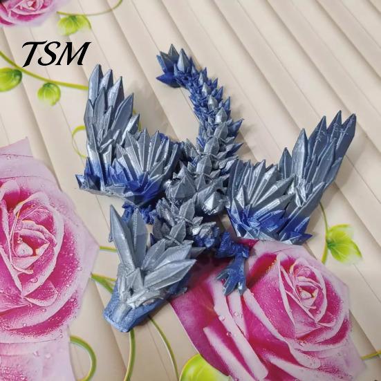 Flying Dragon Model 3D Printed Figurine Movable Joints Chinese Figure Mini Articulated Winged Fidget Toy Desktop Decoration Ornament Collectible