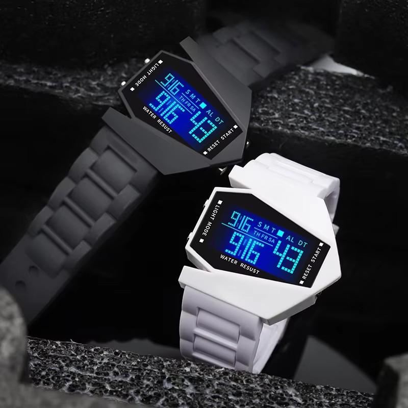 Herren Damen Digitaluhr Sport Wecker Multifunktionale Kampfjet Flugzeug Uhr Paar Armbanduhr Kinder Schüler Uhren