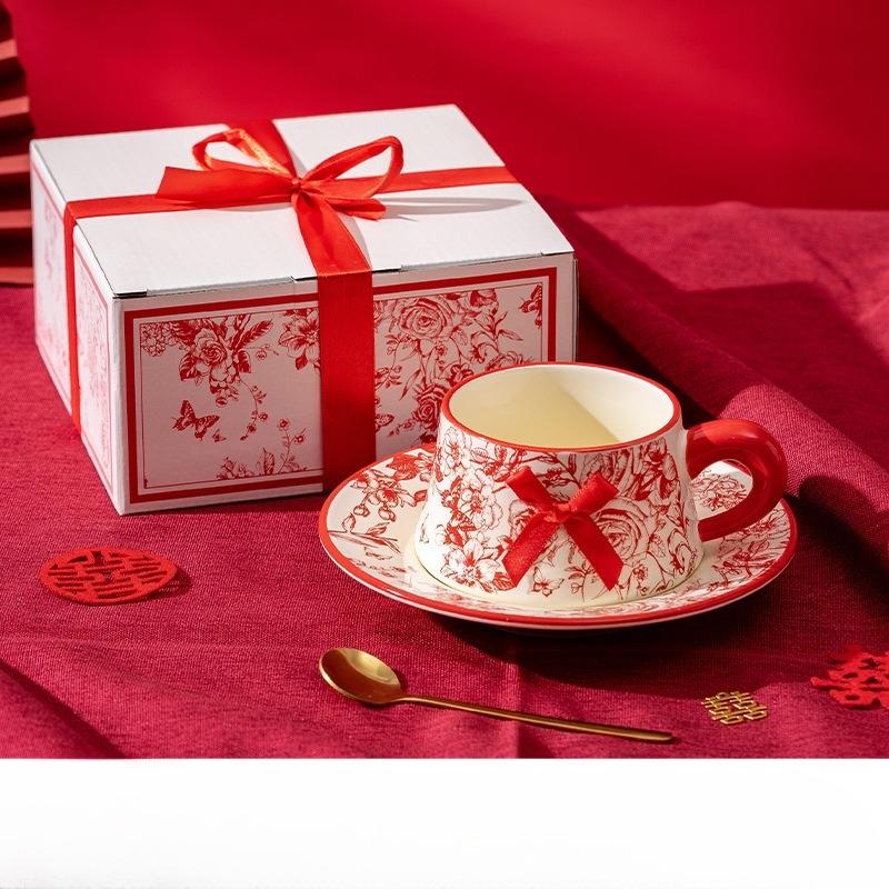 

Retro and High End Coffee Cups Ceramic Cups and Plates Wedding Gifts Wedding Souvenirs Cups and Gift Boxes 260ml