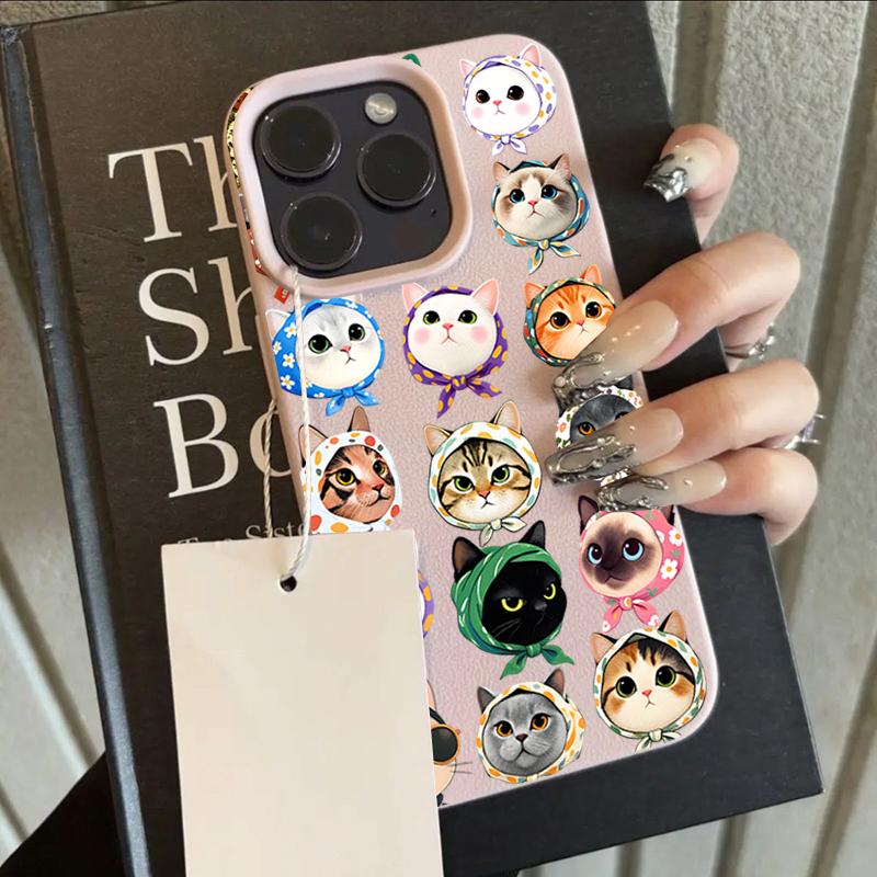 Cute Full Screen Cat Lychee Texture Silicone Phone Case For iPhone 17 Pro Max 11 12 13 14 15 16 Pro 14 Plus 17 Air Soft Cover