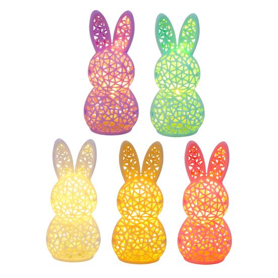 3D Printed Rabbit Lamp Hollow Bunny Night Light for Kid's Room Bedroom Nursery Easter Party Table Decoration