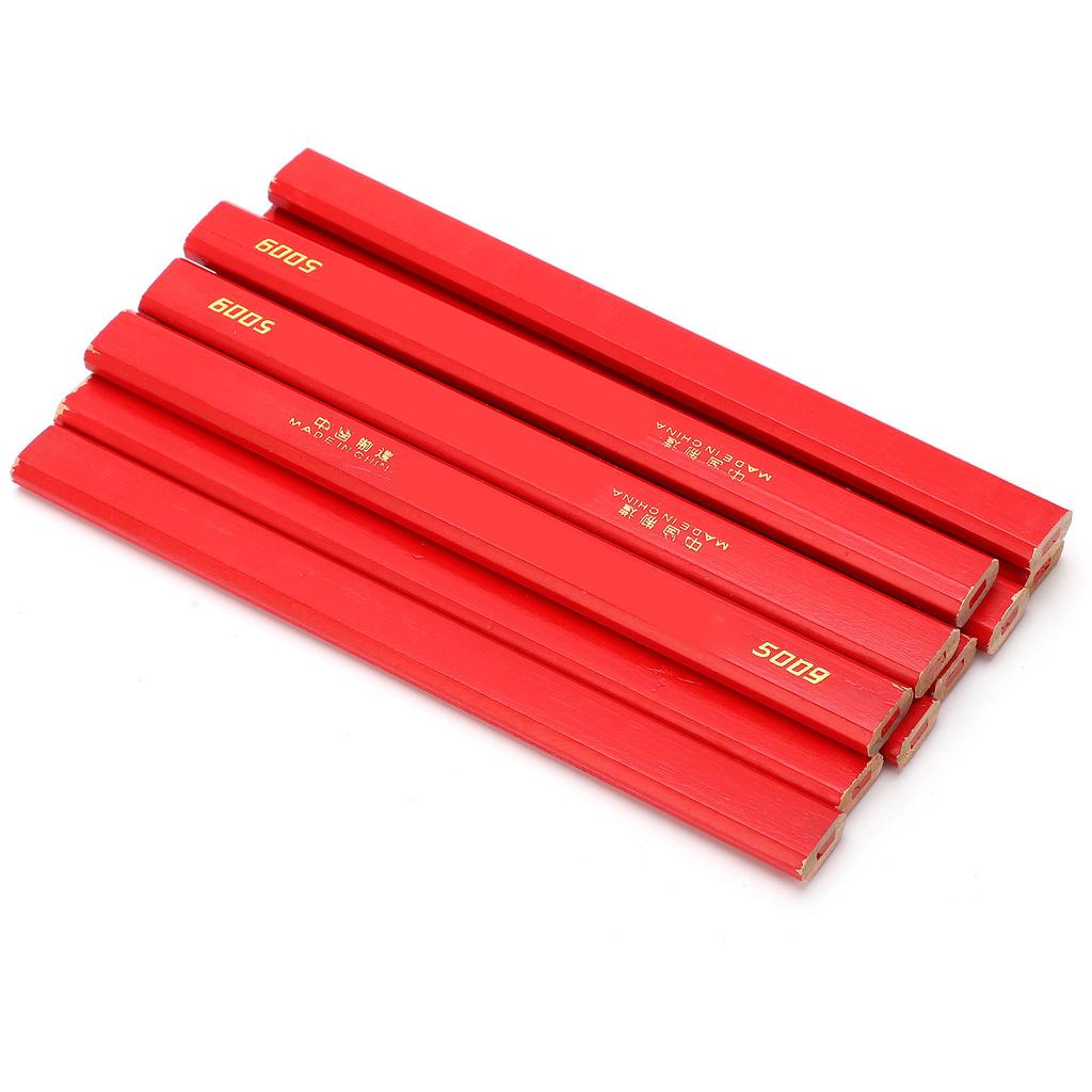 10Pcs Red Core Woodworking Pencils Pine Wood Material Builders Pencils for Carpenters and Builders