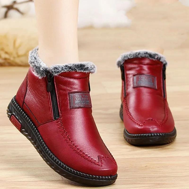 Winter Women's Boots, Old Beijing Cloth Shoes, Women's Cotton Shoes, Plus Velvet, Warm Flat-bottomed Non-slip Snow Boots, Warm Mother Shoes