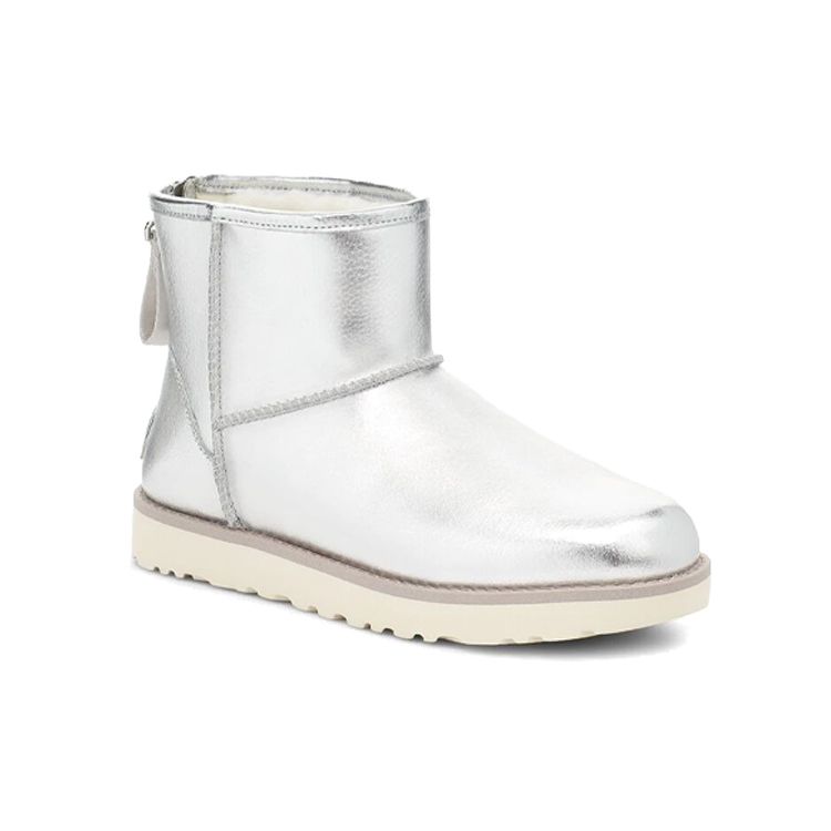UGG Classic Mini Warm Comfortable Outdoor Casual Zipper Snow Boots Women boots Silver 1122670-SLVM