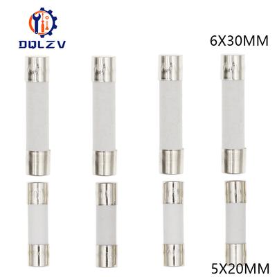 Car Fuse Pipe 5X20MM 6X30MM Fast Blow Ceramic Fuse 250V 0.5A 1A 2A 3A 4A 5A 6A 6.3A 8A 10A 15A 20A 25A 30A AMP Fuse Ceramic Fusi
