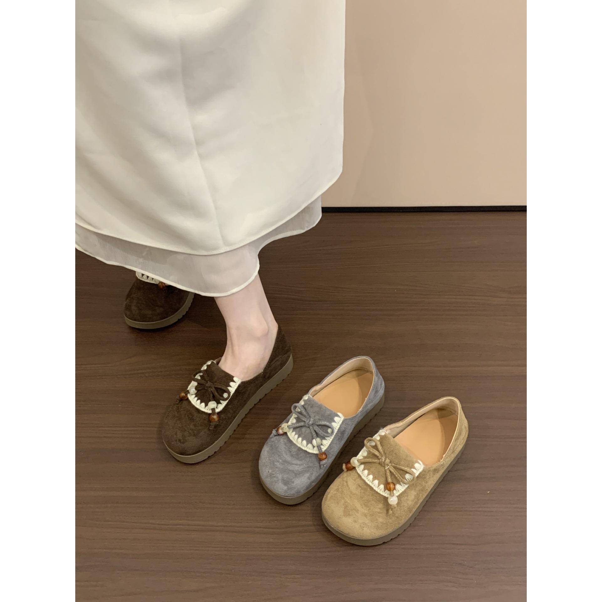 Wang Fan brown thick-soled all-inclusive Birkenstocks autumn with skirts and soft-soled single shoes 35