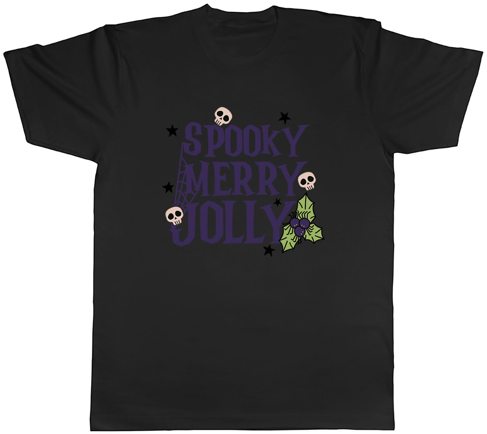 Gothic Christmas Mens T-Shirt Spooky Merry Jolly Xmas Skull Spider Tee Gift S