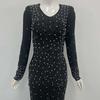Cross-Border Bandage Dress: Sexy Deep V Beaded Rhinestone Evening Gown for Women
