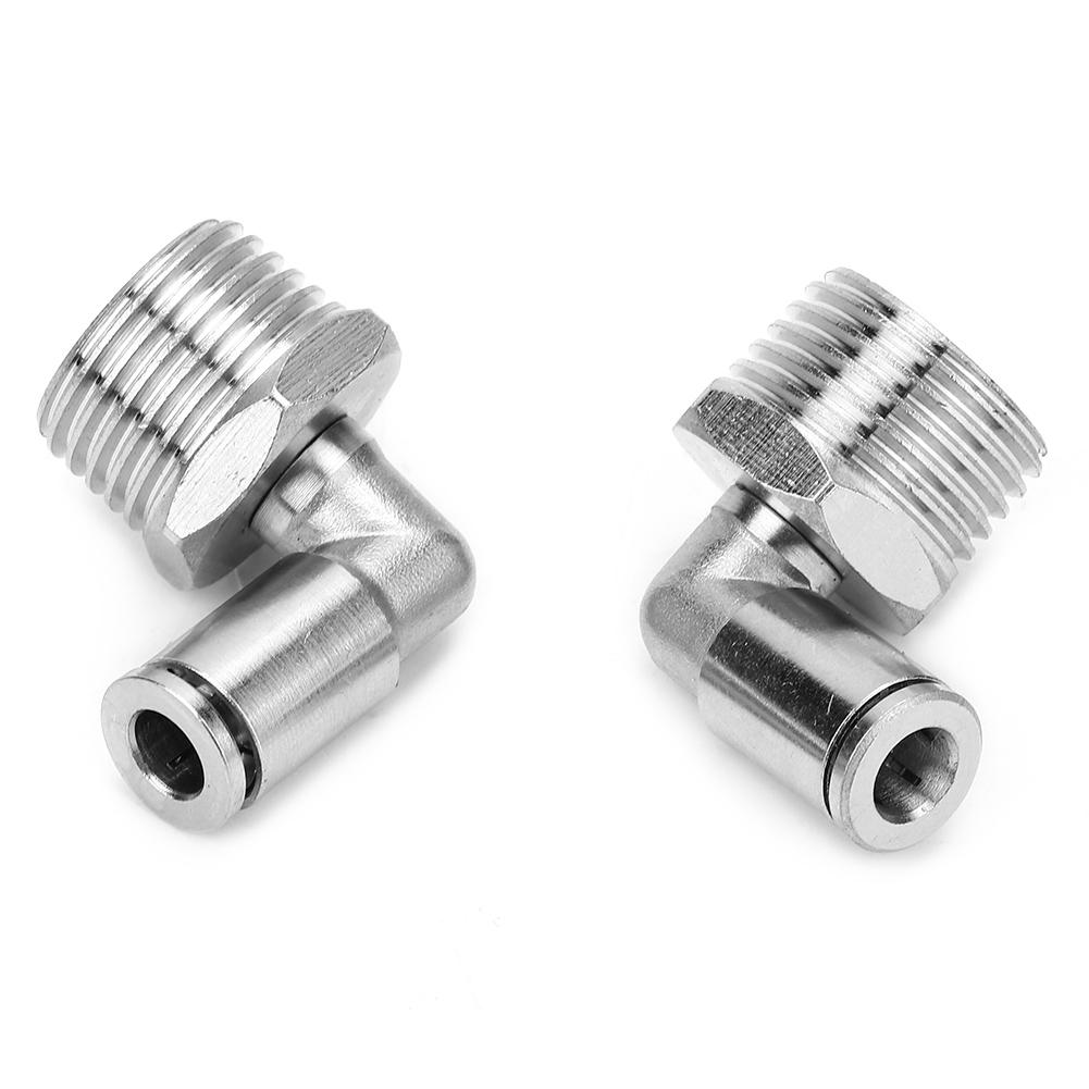 2Pcs All Copper Nickel Plated 6mm Pneumatic Quick Connector+90 Degrees BSPP Male Thread(12"")