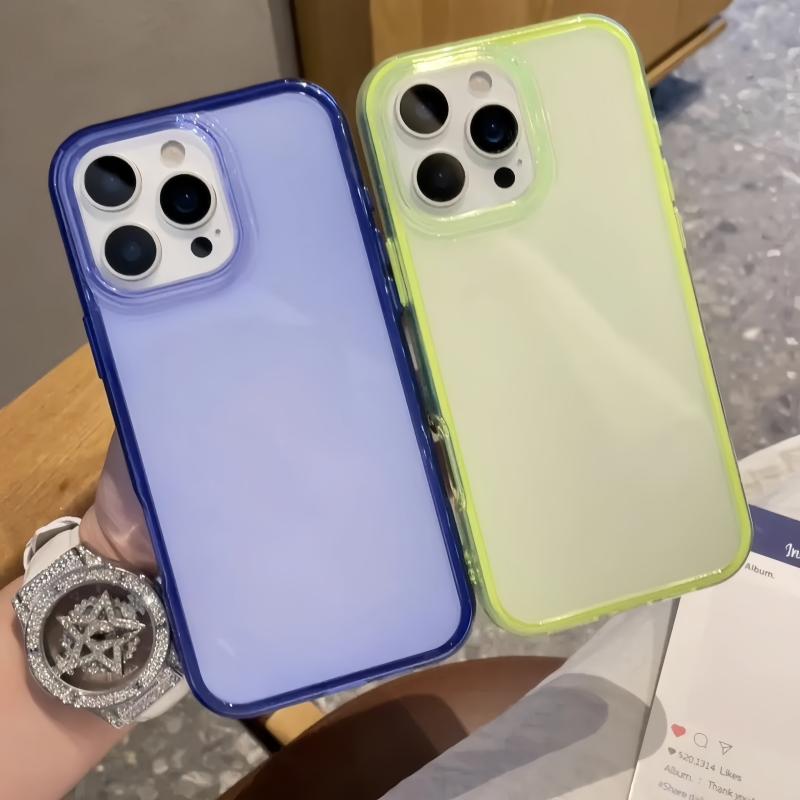 Luxe Heldere Snoepkleurige Schokbestendige Hoes voor iPhone 16 15 14Plus 13 12 11 Pro Max Zachte Bumper Pantser Esthetische Transparante Telefoonhoes