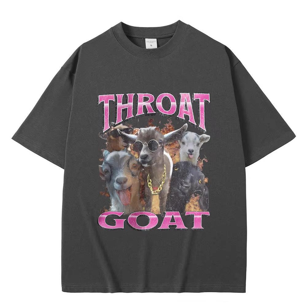 Lustiges Throat Goat Grafikdruck T-Shirt Herrenmode Oversized Streetwear Herren Damen Freizeit Hohe Qualität Reine Baumwolle Kurzarm