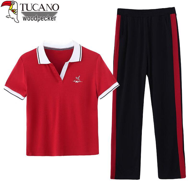 Woodpecker Women's Loose Polo Short Sleeve & Straight Pants Two-Piece Set