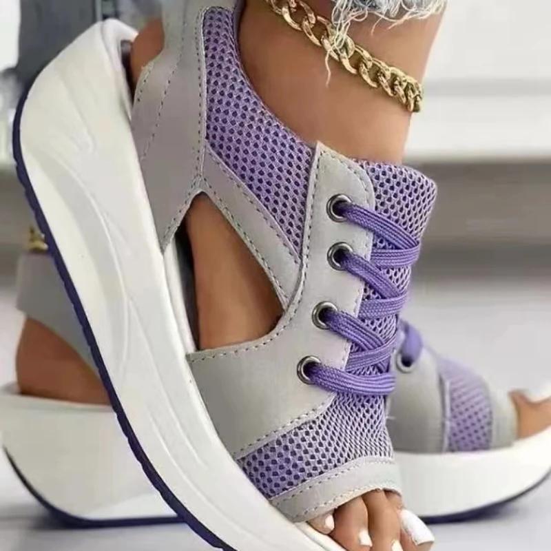 Fashion Women Sandals Summer New Lady Platform Chunky Comfortable Mesh Open Toe Casual Sports Ladies Shoes Plus Size 43