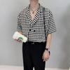 Camicia da uomo elegante con motivo pied de poule - Doppio bottone, retrò, casual e di alta qualità