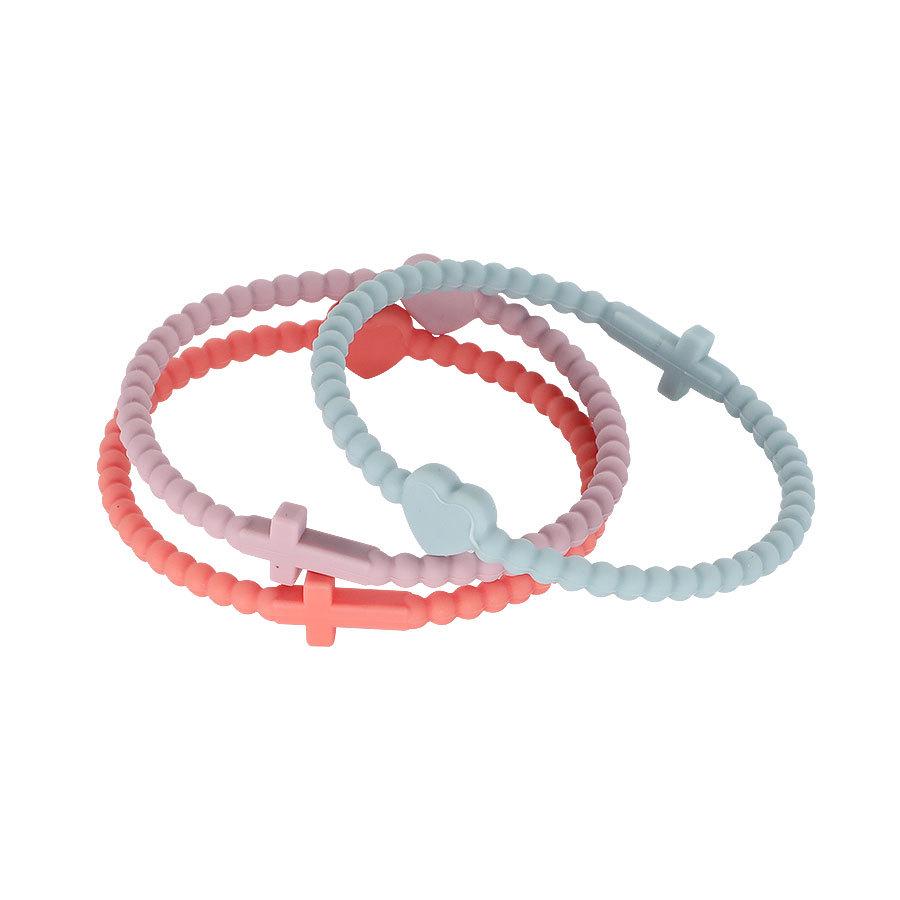 New Colorful Beaded Cross Silicone Bracelet for Kids - Simple European and American Design.