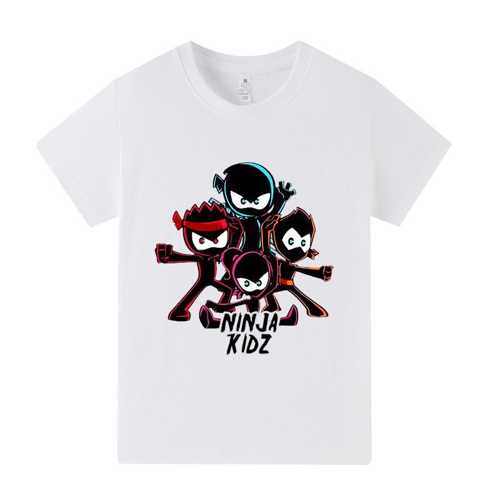 A1172 Kids Boys Girls NINJA KIDZ Cartoon Print Short Sleeves T-shirt