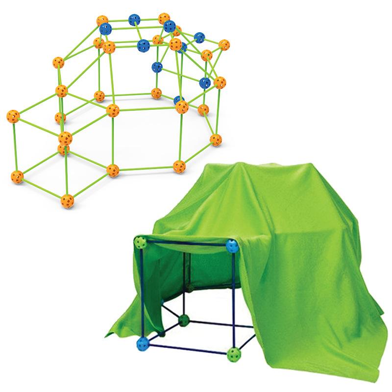 Indoor And Outdoor Patchwork Tent Toys, Children'S Diy Castle With 87 Pieces Of Cloth Tent Game House Production