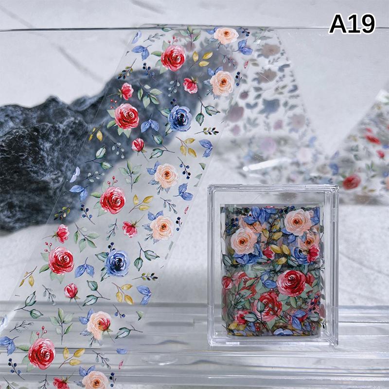 1Pcs 100cm Flower Rose Nail Transfer Foils Sticker Paper Floral Stickers Nails Wraps Tulip Nail Art Stickers Decal Nail Art