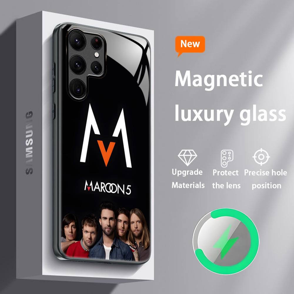 

Hot M-Maroon 5 TrendBand Phone Case For Samsung S26 S25 S24 S23 S22 S21 S20 Plus Ultra Glass Magnetic Case Galaxy S21 FE 5G