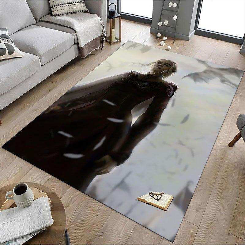 1pc Fire and Blood Office Carpet Chair Mats, Home Decor Mat Fantasy Theme Mat Durable Mat, Dragon Decor,Suitable for Fantasy Theme Lovers