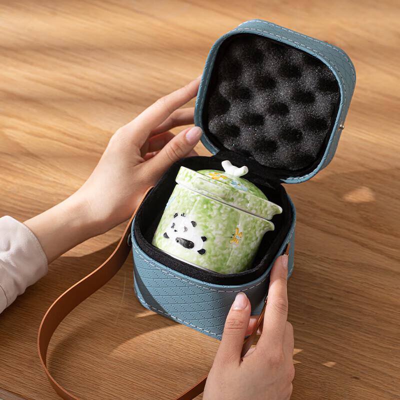 Sushi Ceramics Hand-painted Panda Portable Tea Set